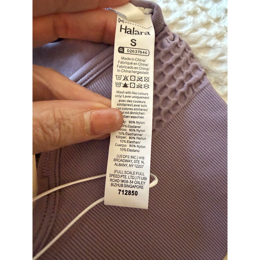Halara Womens Seamless Ruched Longline Sports Bra Lavender Purple Strappy Small - Picture 3 of 5
